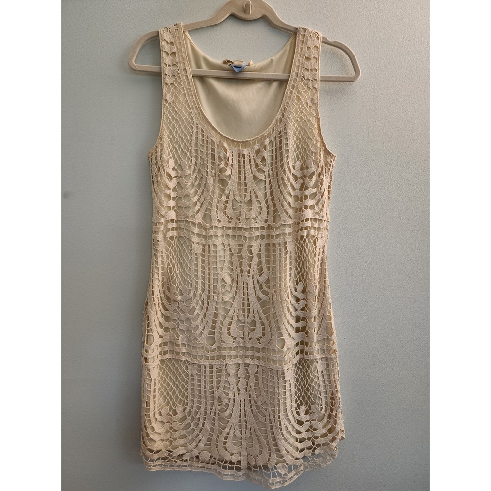 Staring at Stars Cream Crochet Lace Mini Dress 10 UO